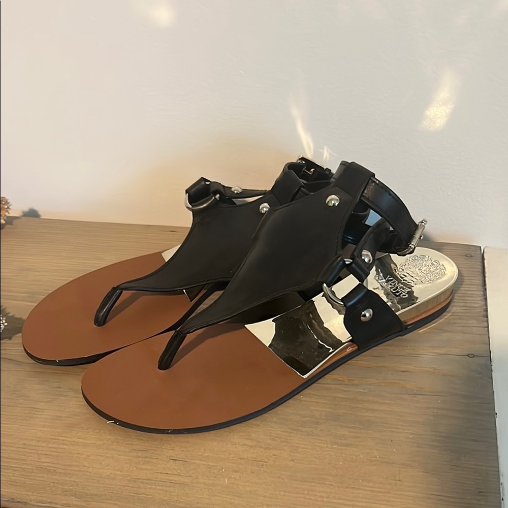 Vince Camuto Black, Brown, and Gold Women's Sandals - Picture 3 of 6